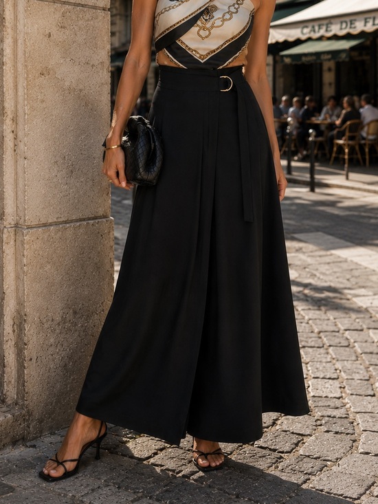 Loro Piana Dresses & Skirts - Loro Piana NWT Athina Pleated Silk-Cady Maxi Wrap Skirt Black Size 36